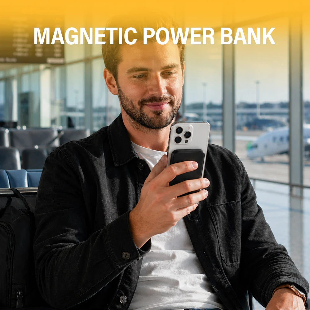 Compact and Portable Wireless Magnetic Power Bank with A 5000mAh Capacity. Small and Portable, Compatible with IPhone 15/14/13/12/Pro/Pro.