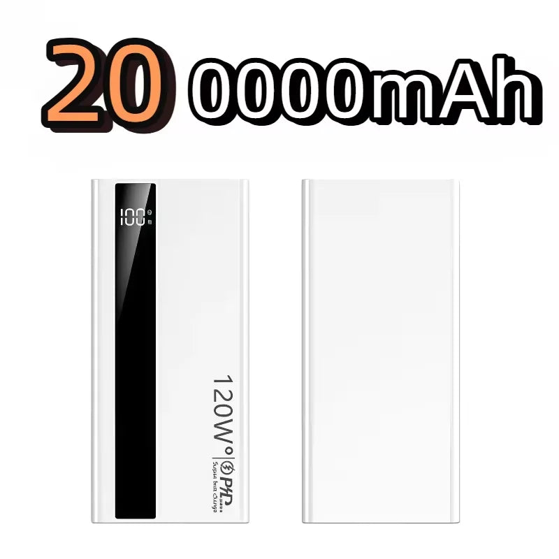 200000mAh Power Bank High Capacity 120W Super Fast Charging Portable External Battery Powerbank Universal For iPhone Samusung