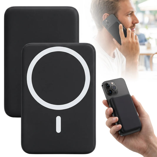 Compact and Portable Wireless Magnetic Power Bank with A 5000mAh Capacity. Small and Portable, Compatible with IPhone 15/14/13/12/Pro/Pro.