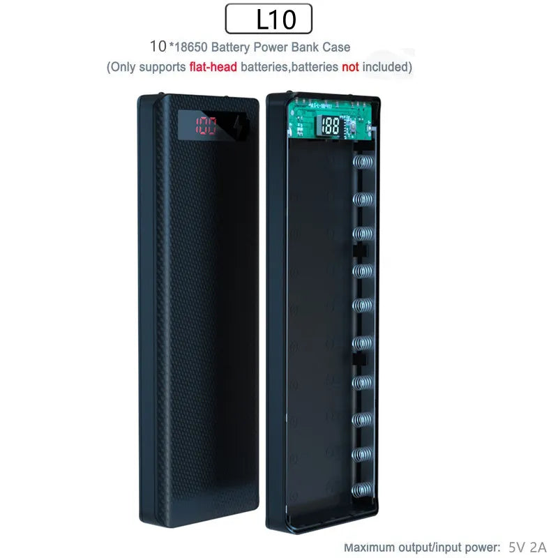 10/8*18650 Power Bank Battery Box Stand Portable Dual USB Power Bank Charge Shell For iPhone Xiaomi Battery Case Detachable Case