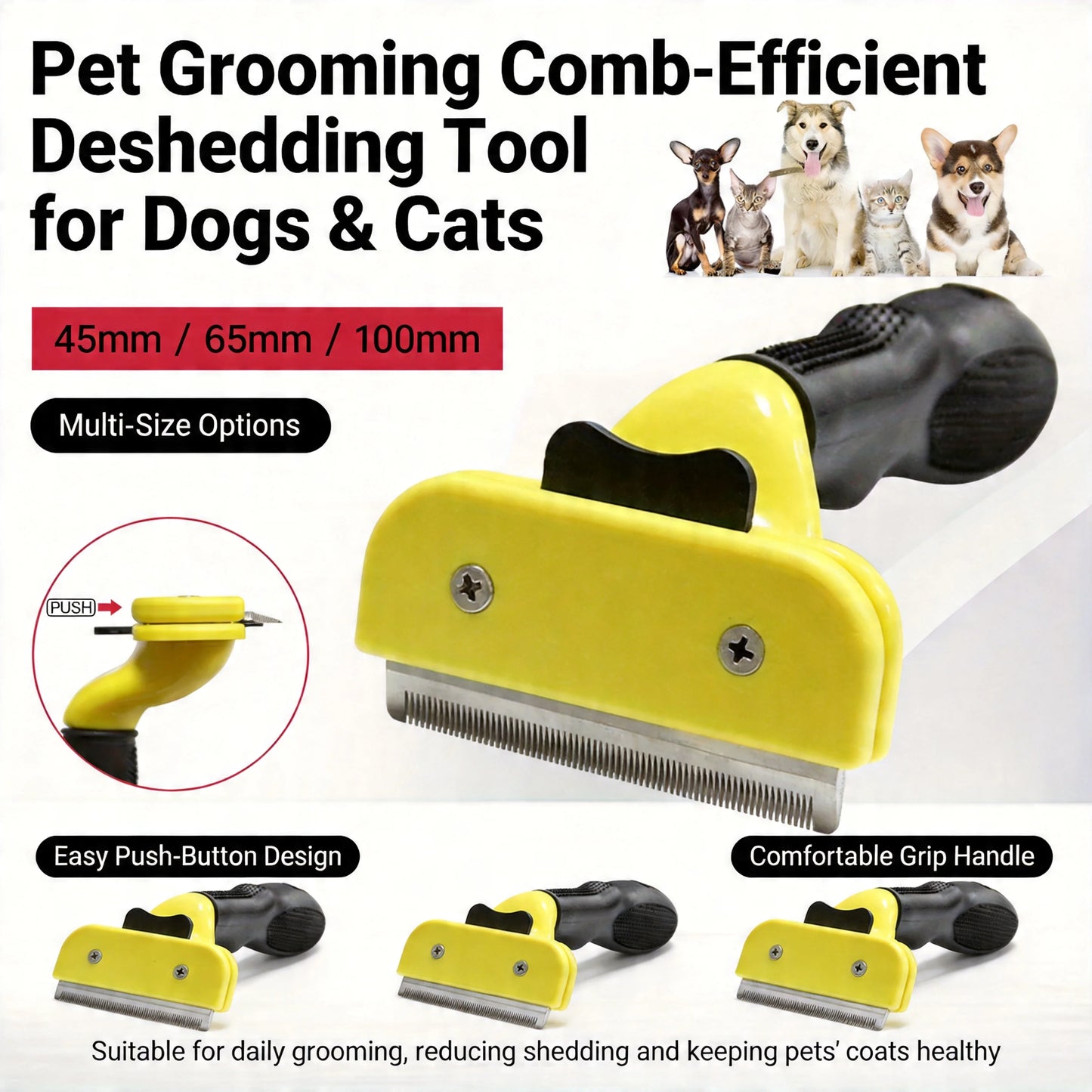 Style Pet Hair Remover Dog Cat Grooming Brush, Deshedding Comb for Puppy Shedding, Fur Removal Clipper Tool for Long Short Hair